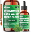 Satoomi 7in1 Gocce liquide di Wormwood con noce nera, chiodi integrali, berberina, cardo del latte, melone e curcuma di Bitter - 60ml per 60 giorni