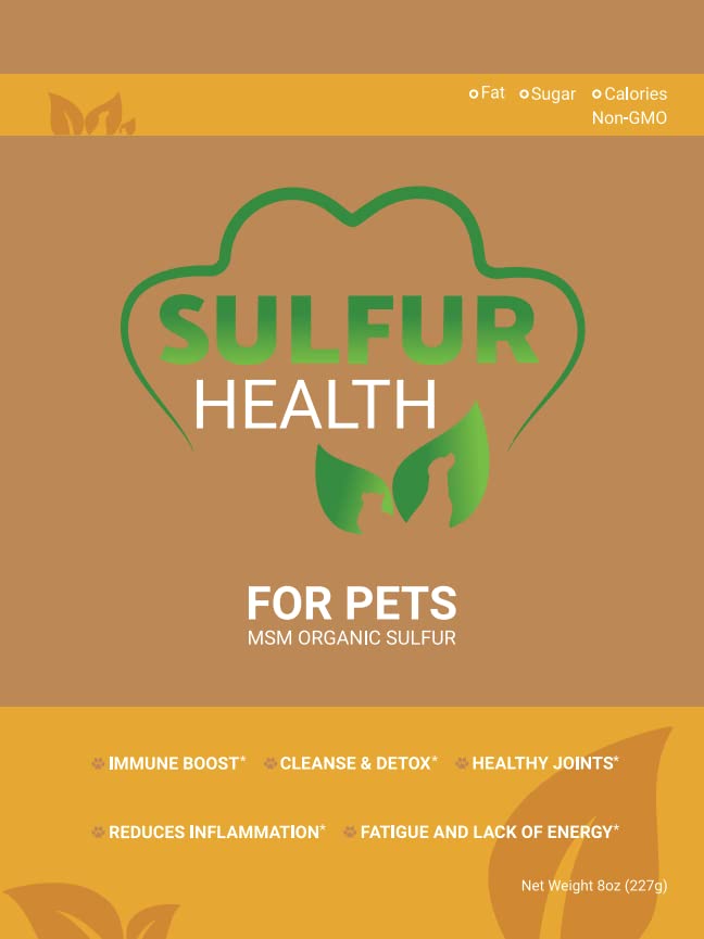 Organic Pet Sulfur - 99,9% Integratore MSM Puro per Animali domestici - Lab-Tested e Certificato Pet MSM