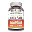 Stupefacente Formulas Folic Acid (Vitamin B9) 400 mcg | Compresse Supplemento | Non-GMO | Gluten Free | Made in USA (1 Pack | 500 Count)