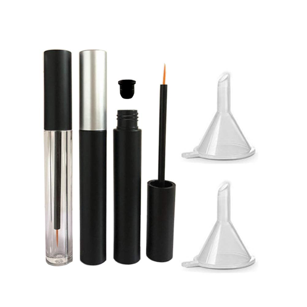 3 pezzi 5ml svuotato Eyeliner Tubes Refillable Eyelash Growth Liquid Bottiglia Plastica Eyeliner Vials Tube con spazzola Ciglia Crescita Olio Mascara Tubo per cosmetici Vieni con 2 Mini Palstic Funnels