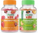 Probiotico vitale 2 miliardi di CFU bambini + curcumina curcuma curcuma bambini, pedine Bundle - Grande degustazione, supplemento di vitamina, senza glutine, OGM libero, pancia masticabile