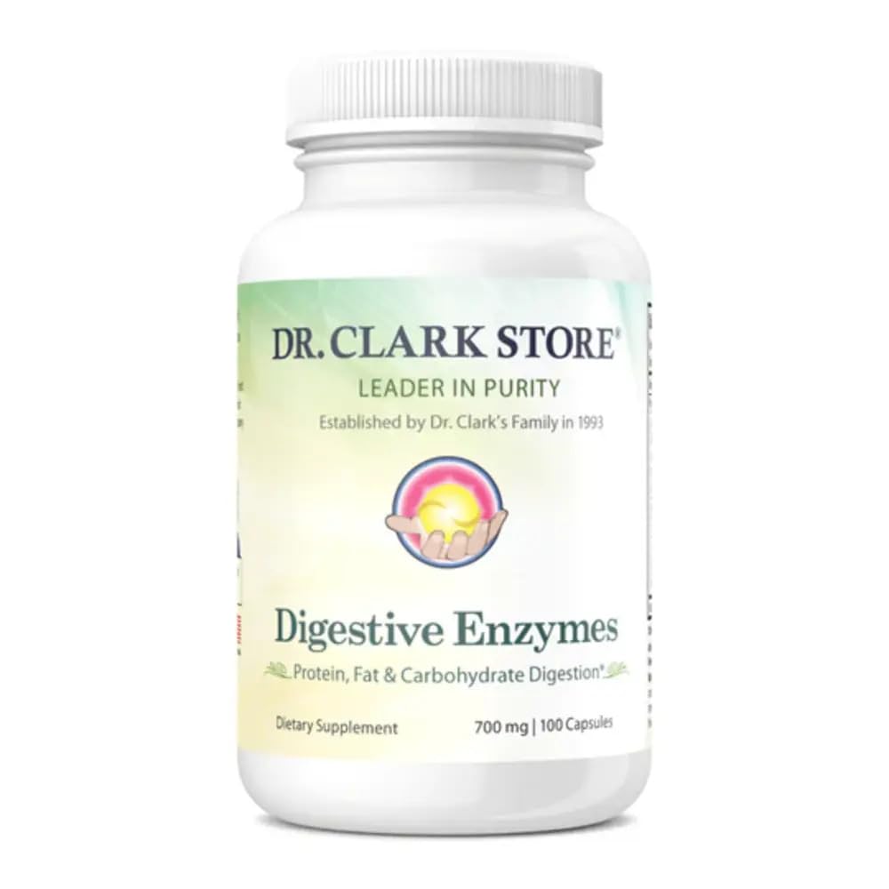 Dr. Clark supplemento di enzimi digestivi – 700mg, 100 capsule di Gelatin, supporta la digestione sana e l'assorbimento nutriente