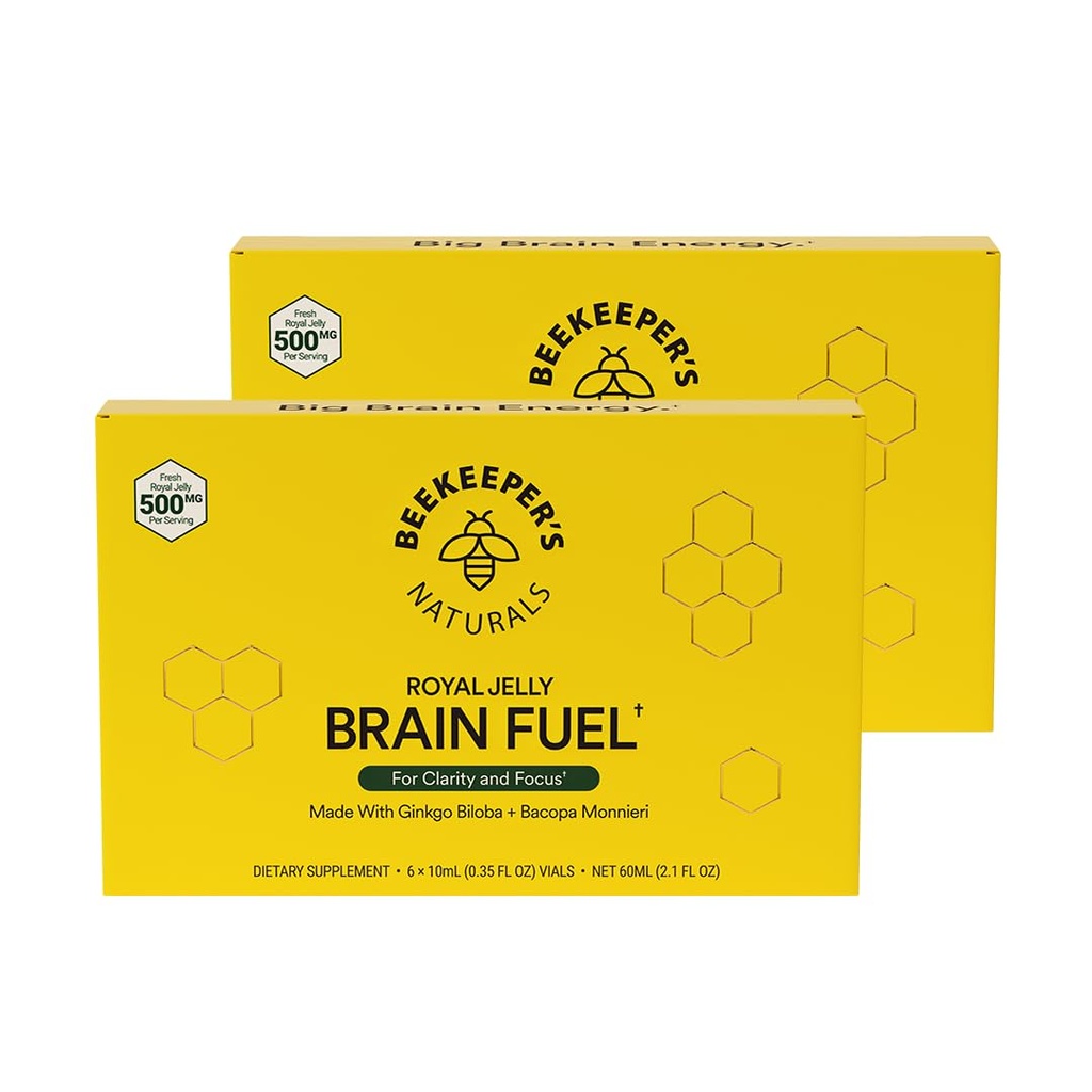 B.LXR Brain Fuel - Memory, Focus e Clarity Liquid Formula, Supporta Produttività Royal Jelly, Ginkgo Biloba, Bacopa Monnieri Keto Friendly, Gluten & Caffeine-Free, 6 ct (2 Pack)