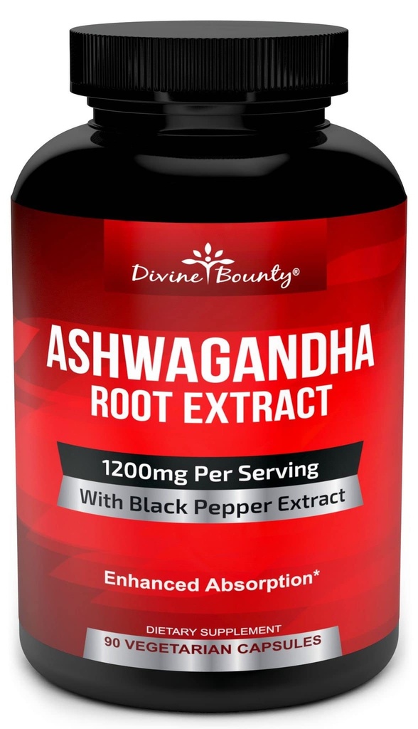 Estratto di Ashwagandha Organic Bounty Divino - Polvere di Ashwagandha 1200mg con pepe nero per l'assorbimento potenziato - Supplemento Ashwaganda per la calma e il sostegno del mood - 90 capsule vegetali