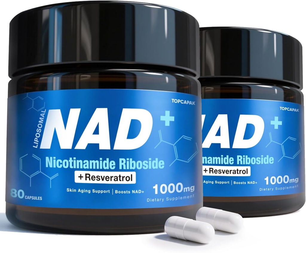 NAD Supplemento - NAD Nicotinamide Riboside Resveratrolo, Liposomico NAD+ Supplemento 1000mg per le donne e gli uomini - sana invecchiamento, cervello e energia cellulare, non OGM, senza glutine 160 capsule