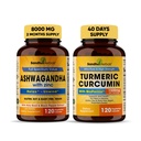 Sandhu Herbals Organic 4in1 Ashwagandha w/Zinc & Organic curcumin curcumin curcumin w/Bioperine Black Pepper Extract| Supporta il sistema immunitario