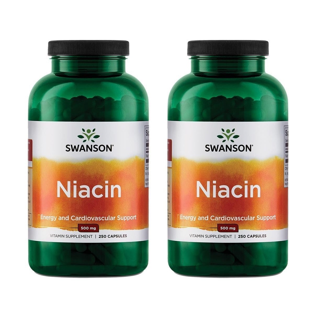 Swanson Niacin (B3) Cardio Health Support Carbohydrate Metabolismo 500 Milligrammi 250 capsule (2 Confezione)