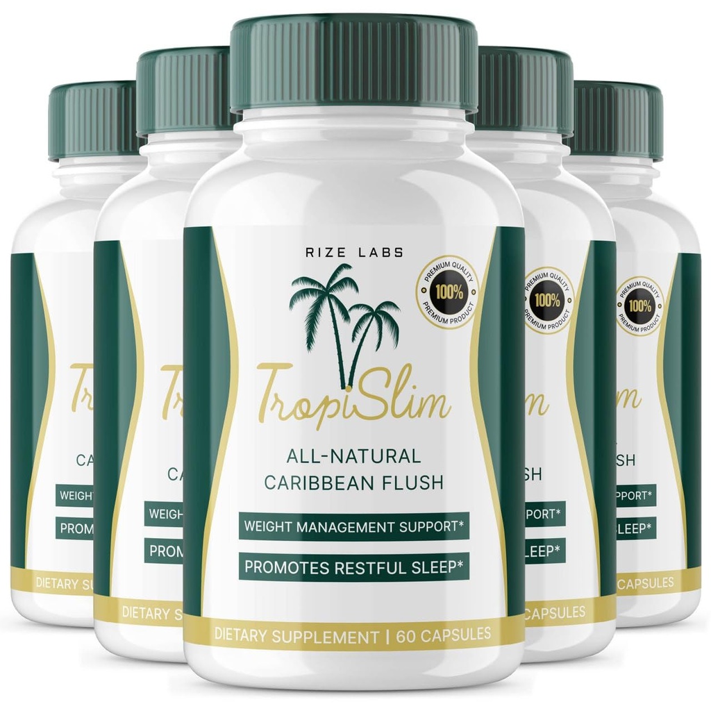(Official 5 Pack) Tropislim, Tropislim Tutto Natural Caribbean Flush, supplemento di perdita di peso, Tropislim capsule dimagrante per le donne, Stile di vita sano + Fisica Leaner, Recensioni tropicali (300 capsule)