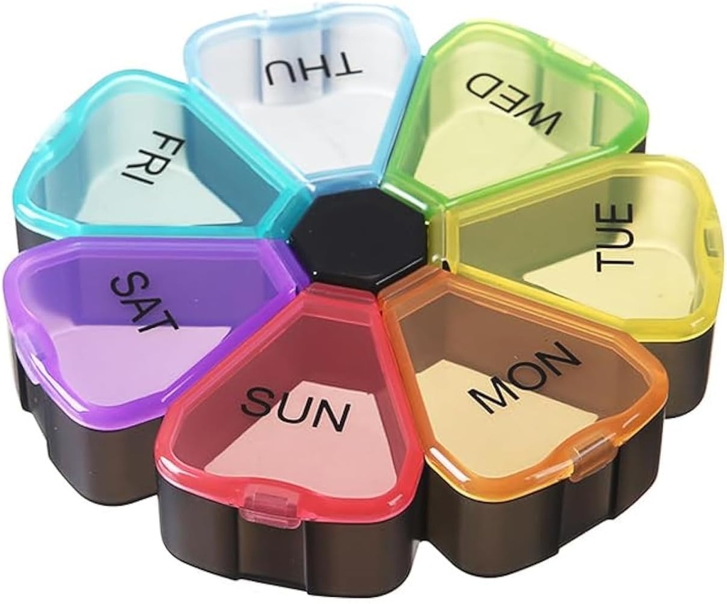 Organizzatore di pillole settimanali 7 giorni, Cute Portable Large Daily Medicine Box, Facile da aprire, BPA Free Travel Pill Case Reminder per il Medication Dispenser Vitamin Fish Oil Supplements Capsule DHA Holder