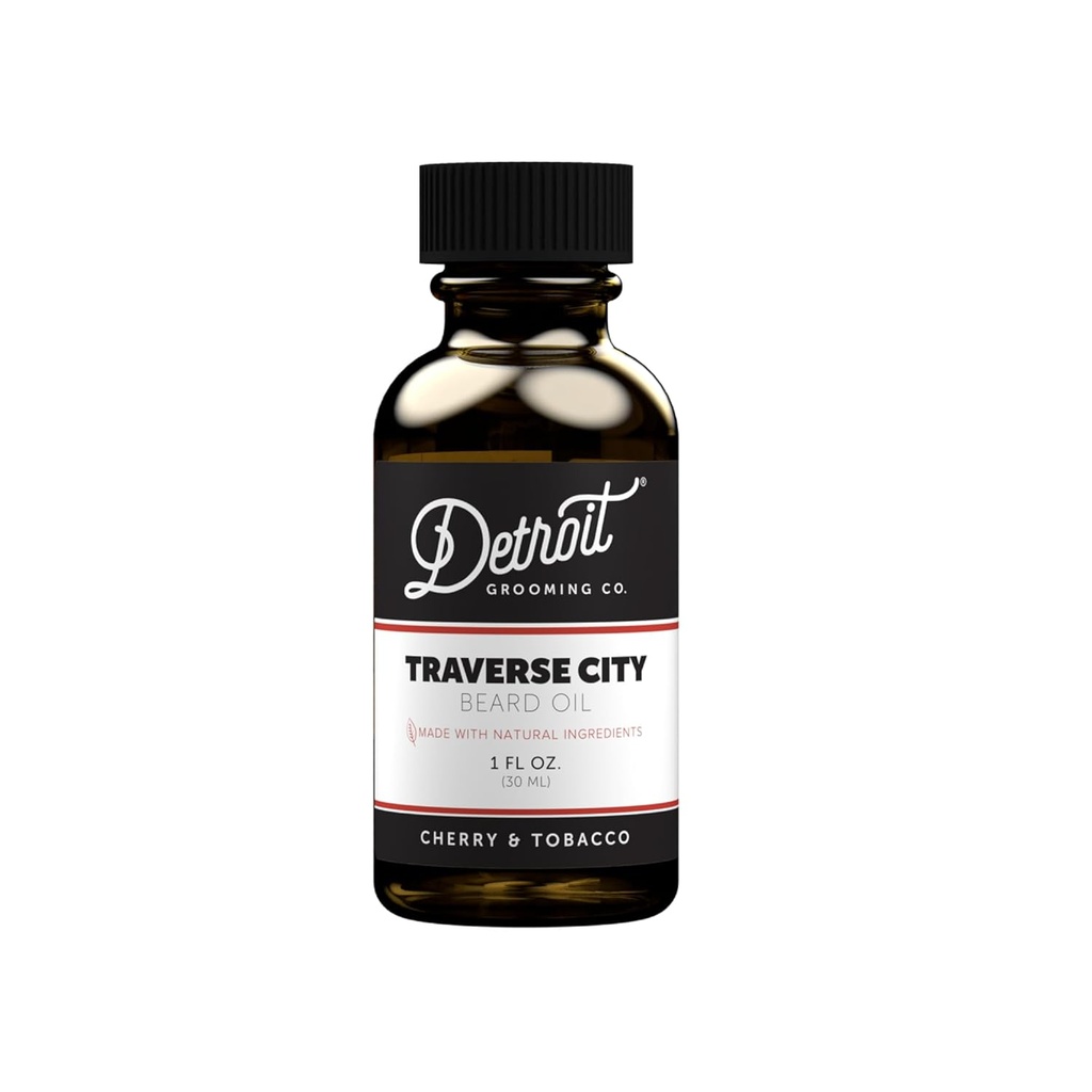 Detroit Grooming Co. Beard olio | Hydrating & Nourishing Formula con vitamina E | Cherry & Tobacco • Traverse City (1 oz)