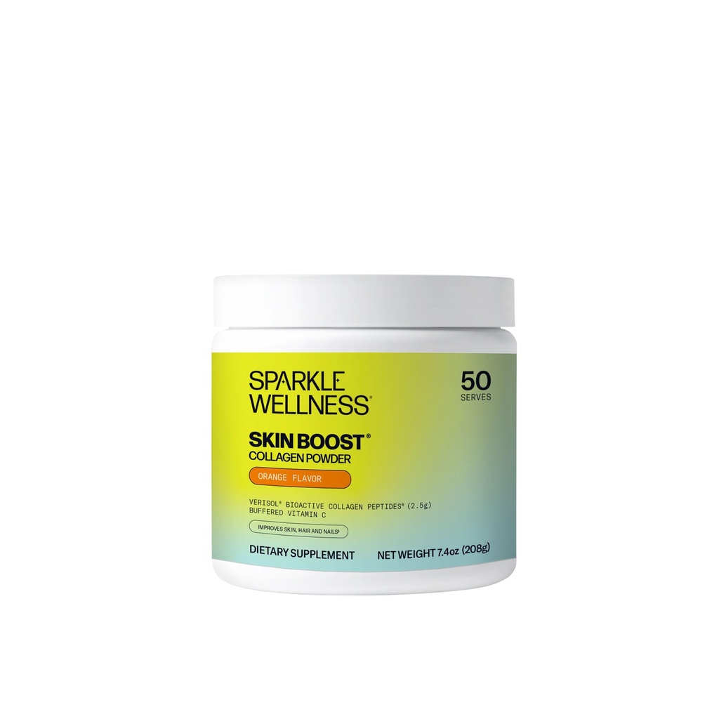 Scintilla Wellness VERISOL Bioattivo Peptidi di collagene idrolizzati | Supplemento di polvere di collagene con vitamina C per la pelle, capelli e salute delle unghie | Boost della pelle (arancia) [50-Serves]