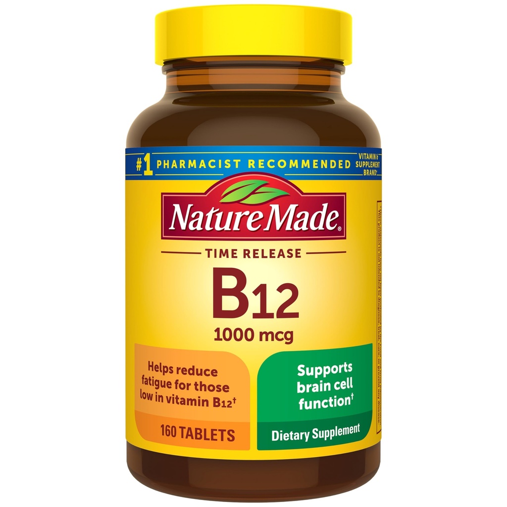Vitamina B12 1000 mcg, Integratore alimentare per il supporto del metabolismo energetico, 160 compresse di rilascio del tempo, 160 giorni di alimentazione