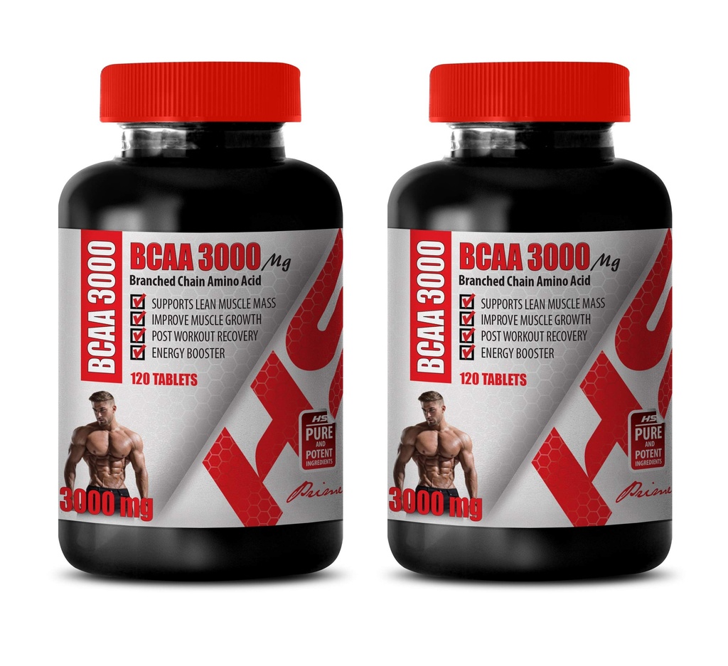 Pillole del costruttore del muscolo per gli uomini - Aminoacido della catena BRANCHED - BCAA 3000MG - treno di bcaa e recuperare - 2 bottiglie 240 compresse