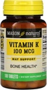 Mason Vitamins Vitamins Vitamin K 100 mcg Tablets, 100 Conte Bottiglie