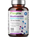 biophix B-3 Nicotinamide 500 mg 180 Caps - Nicotinic Amide Niacin Natural Flush-Free Vitamin Formula - Supporta la salute delle cellule della pelle
