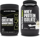 NutraBio Creatina Monoidrato, Unflavored, 300g e Whey Protein Isolate, Unflavored, Supplement Bundle - Muscle Energy, Lean Muscle Growth, Recovery, and Strength