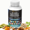 Sea Moss 3000mg Black Seed Oil 2000mg Ashwagandha 1000mg Turmeric 1000mg Bladderwrack 1000mg Burdock 1000mg & Vitamina C & D3 con Elderberry Manuka Dandelion Yellow Dock Iodine Chlorophyll ACV
