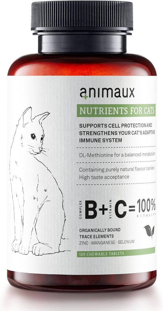 animaux – nutrienti per Gatti, Vitamine di Gatto All-Natural, Essenziali di Gatto per Rafforzare il Sistema Immune & Protezione delle Celle Naturali, Pelle Sana & Cappotto Shiny, 120 Compresse Chewable, 120 giorni di fornitura