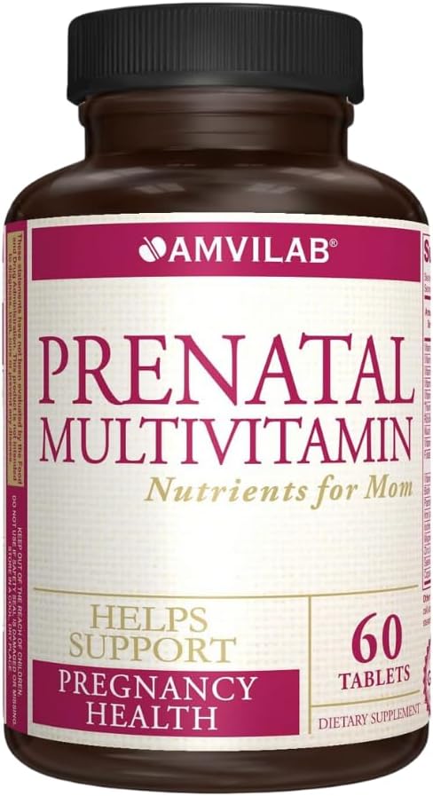 Multivitamina Prenatale - Aiuta a promuovere la salute della gravidanza - Supporta il sistema immunitario e lo sviluppo fetale - Nutrienti essenziali per la mamma e il bambino - Formula sicura - Integratore alimentare - 60 compresse