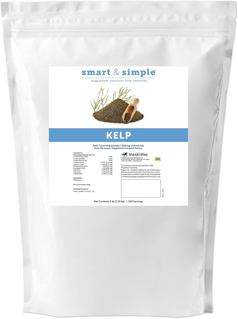 Smart & Simple Kelp Meal per cavalli | Integratore di vitamine e minerali per cavalli | Fornisce calcio, fosforo, potassio e altro | 324 Serve | 5lb