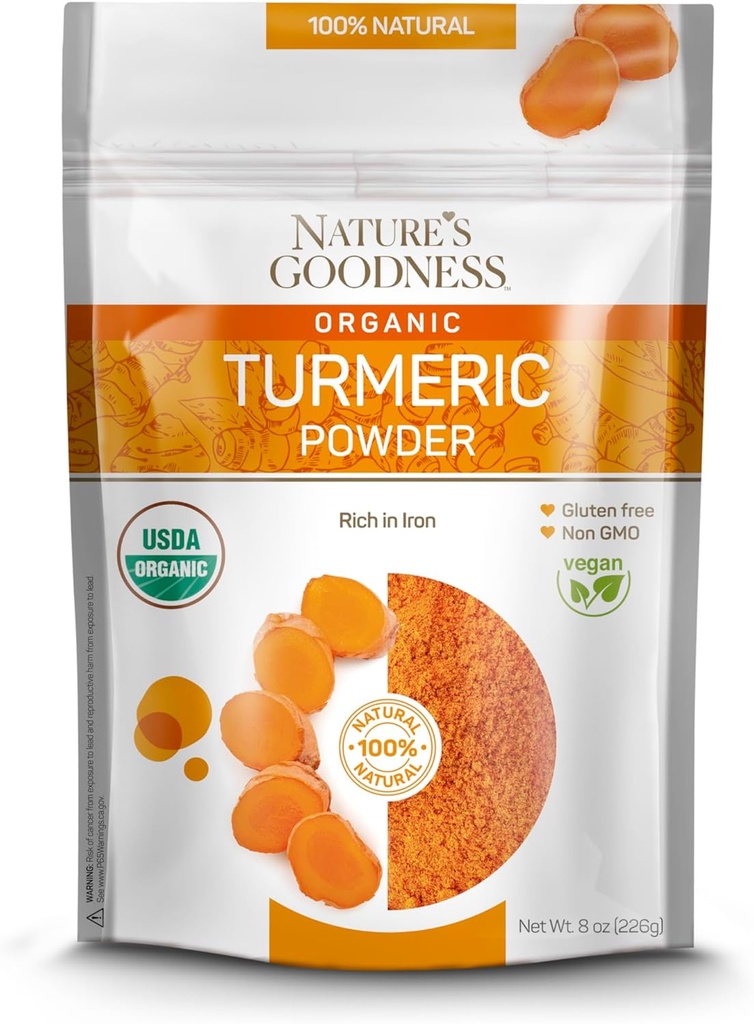 Polvere erboristica biologica della natura | Pure Ground Curcuma Root Spice | Crudo Vegan Curcumin condimento ricco di vitamine e antiossidanti naturali | Non-GMO Gluten-Free 8 oz
