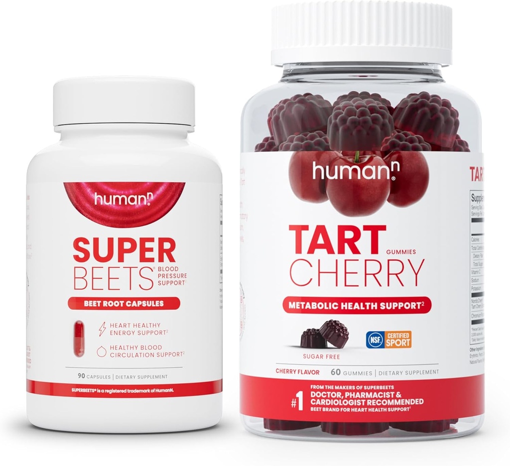 Humann SuperBeets barbabietola capsule radice e Tart Cherry Gummies