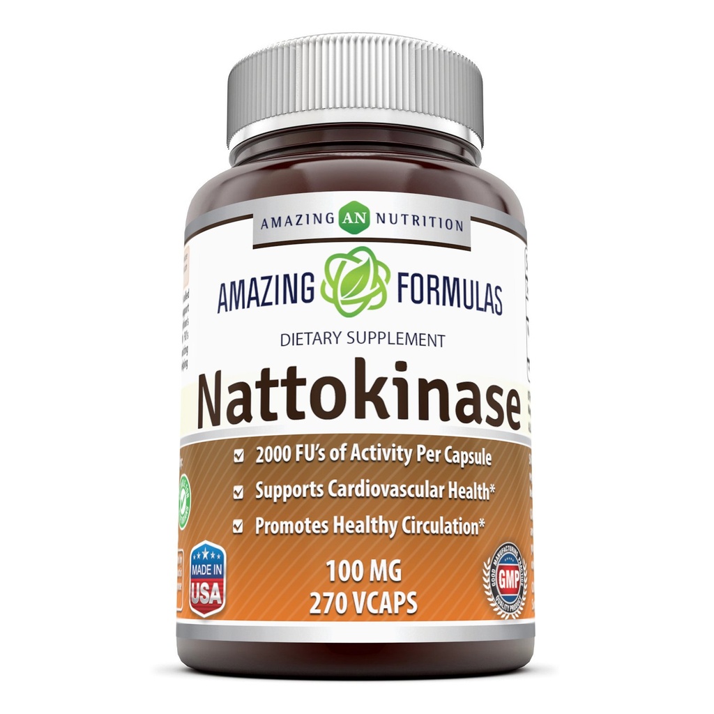 Incredibile Formulas Nattokinase Supplemento alimentare 100 mg Veggie Capsule Supplemento | 2000 FU Enzyme Activity | Non-GMO | Gluten Free | Made in USA (270 Count)