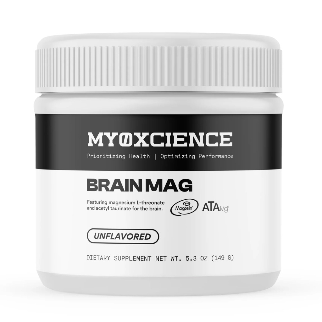 MIOOXCIENCE Brain Mag | Magnesio L-Threonate Magtein & Magnesio Polvere glicinata (senza aroma) (60 Serve)