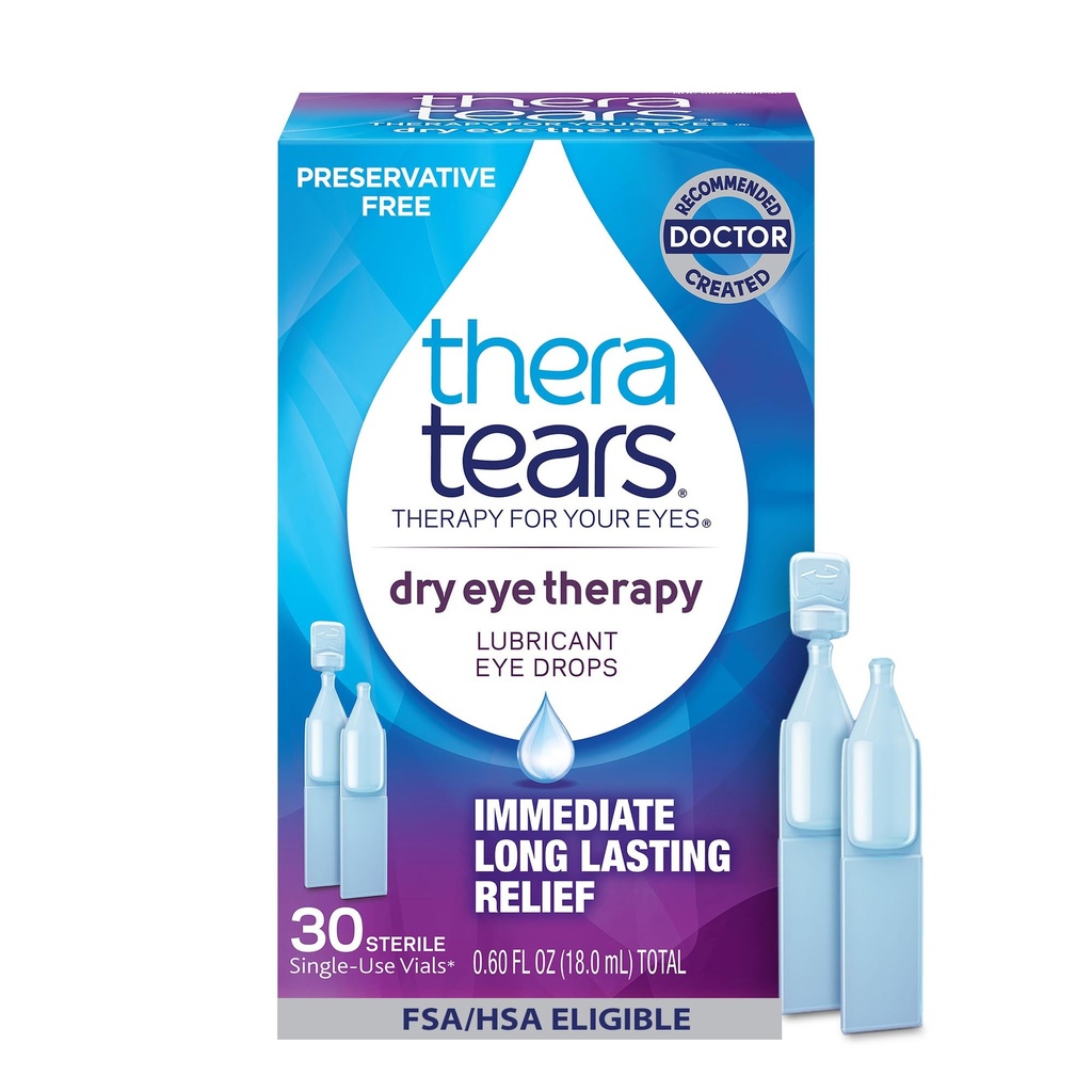 TheraTears Dry Eye Therapy Lubricating Gocce per occhi secchi, Preservative Gocce oculari gratuite, 30