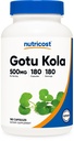 Nutricost Gotu Kola 500 MG, 180 Capsule - Capsule Vegetariani, Senza Glutine, Non OGM