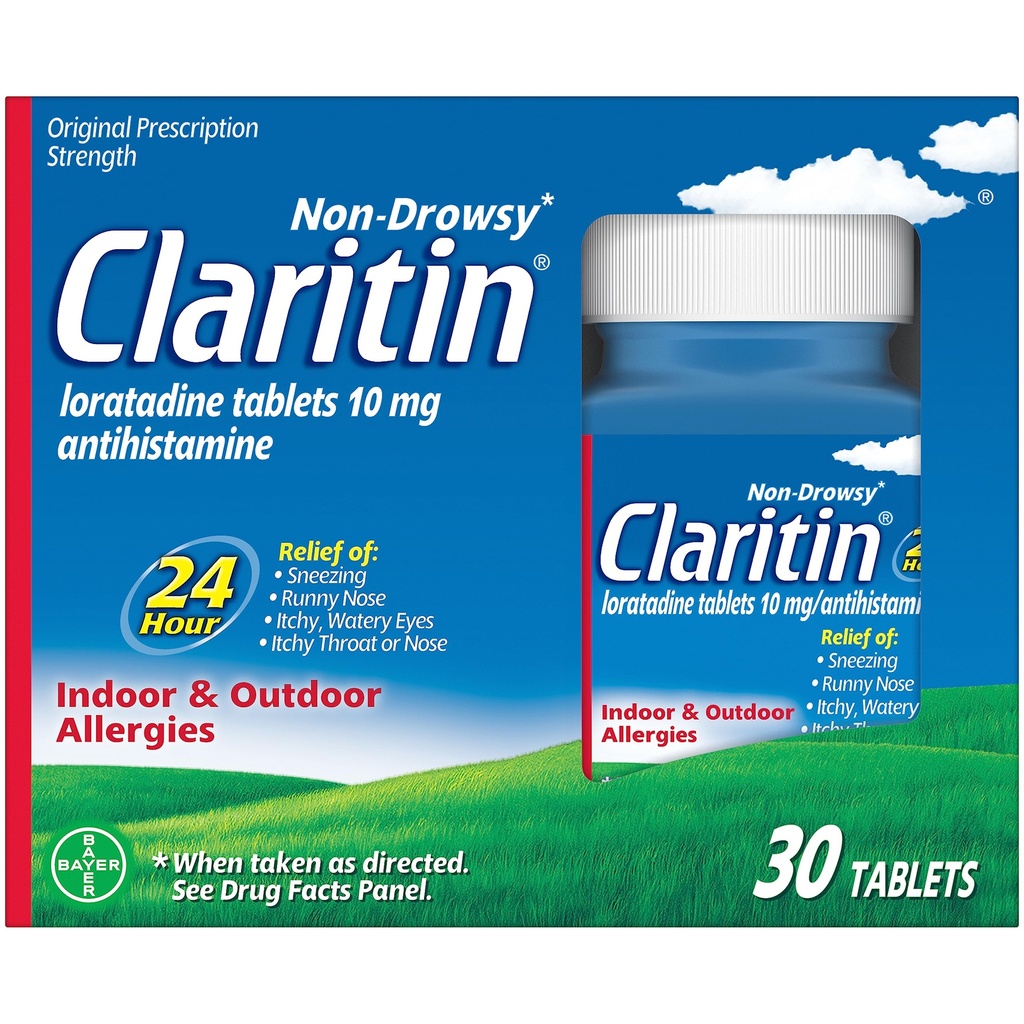 Claritin 24 HR Non Drowsy Allergy Medicine, Loratadine compresse antistamina, 30 Ct