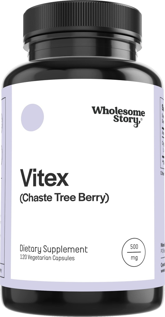 Wholesome Story Organic Vitex Chasteberry Supplemento per le donne | bilanciamento dell'ormone, supporto della fertilità & periodo Regolamento | Vitex Berry Agnus Castus Extract | 120 capsule | Albero di casto