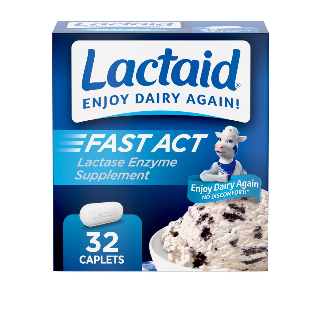 Capelli di sollievo dall'intolleranza al lattosio con l'enzima della lattasi per prevenire il gas, Bloating & Diarrea a causa della sensibilità del lattosio, ideale per viaggiare & On-The-Go, 32 pacchetti di 1-Paese