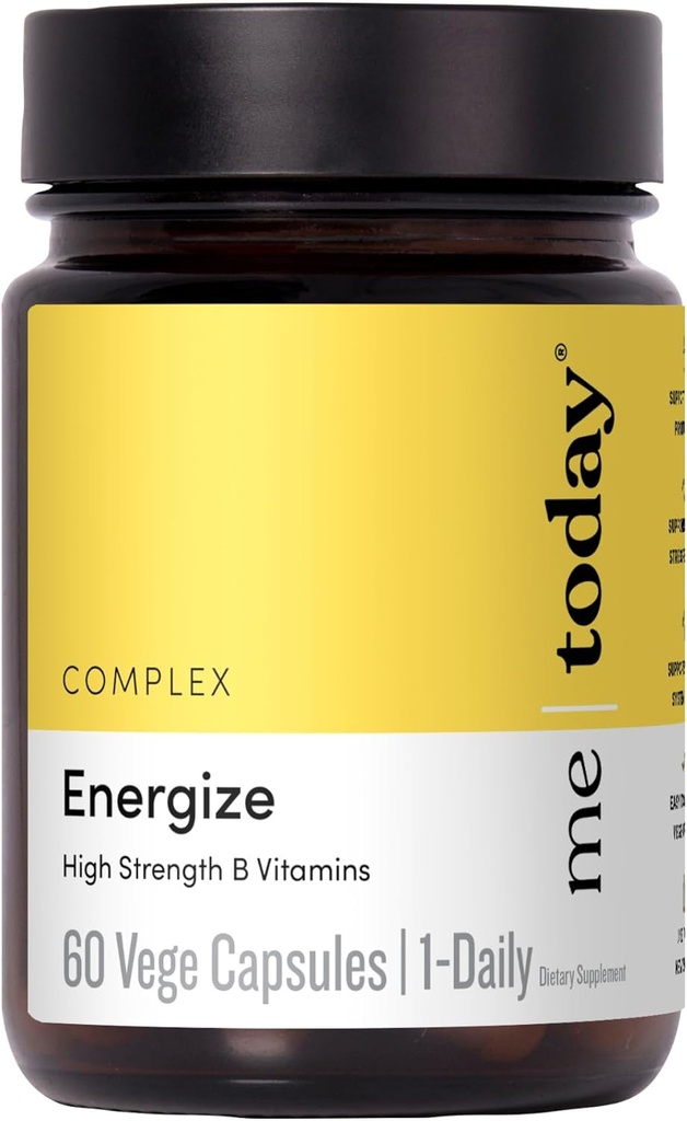 me today Energise Supplemento Super B Vitamina B Complesso per Uomini e Donne - B6, B12 con Vitamina C, Zinco, Ashwagandha e Ginseng Siberiano - Energy and Immune Support - Vegan, 60 Serve