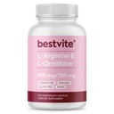 BESTVITE L-Arginina L-Ornitina 500-250 (120 capsule vegetariane) - No Stearates - No Filler - Vegan - Non OGM - Gluten Free - No Calcium Silicate