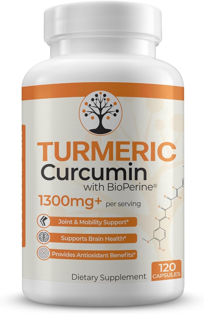 Supplemento di curcuma con 95% di curcuminoidi standardizzati e estratto di pepe nero - benefici antiossidanti - 120 capsule vegane