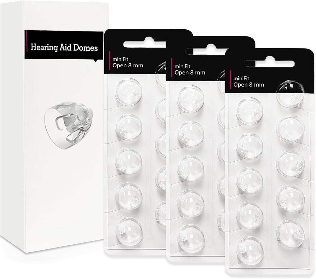 Dom per apparecchi acustici aperti da 8mm per Oticon Minifit, forniture per apparecchi acustici Oticon, Ricambi Accessori per cuscinetti Oticon universali per kit di pulizia degli apparecchi acustici (30 Pcs)