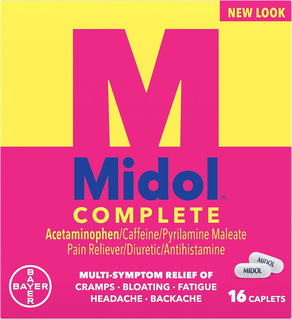 Midol Complete, periodo mestruale sintomi sollievo, Caplets, 16 Conte 4-Pack