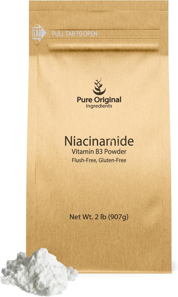 PURE INGREDIENTI ORIGINALI Niacinamide (2 lb) Polvere di vitamina B3 senza fluido, supplemento dietetico