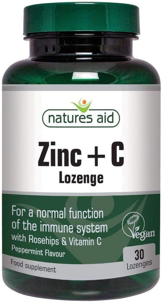 Natures Aid Vegan Zinc Lozenges Peppermint 30 compresse