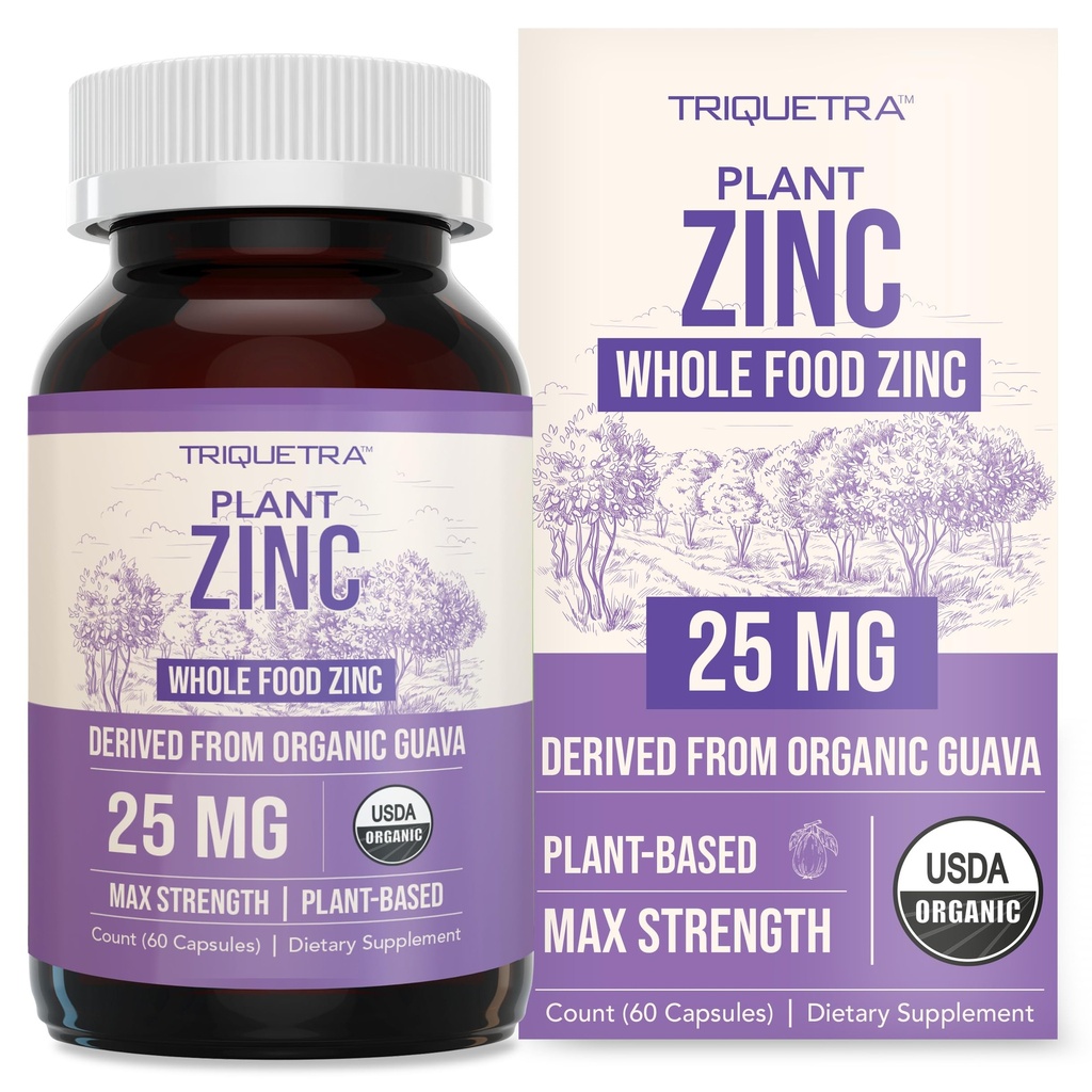 Zinco organico 25 mg | Integratori di zinco alimentari integrali | Derivati da frutta organica, Zinco Elementale - Acqua estratta, Vegan, OGM-Free - Minerale essenziale, Antiossidante, Supporto immunitario, Pelle - 60 Serve