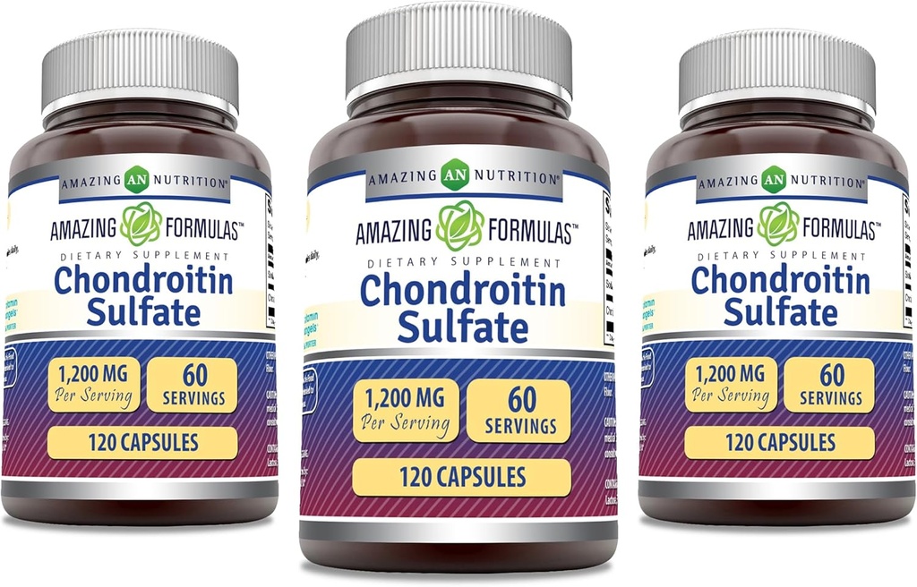Incredibile Formulas Chondroitin Sulfate 1200 mg Per Serving Supplemento | Capsules | Non-GMO | Gluten Free | Made in USA (120 Count, 3 Pack)