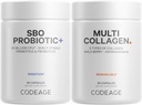 Codeage Multi Collagen Protein Capsule 5 tipi, Ashwagandha Withania Somnifera & Organic Amla Berry + SBO Probiotic Blend 50 miliardi CFU Bundle, Lactobacillus Plantarum, Bacillus Subtilis, Non OGM