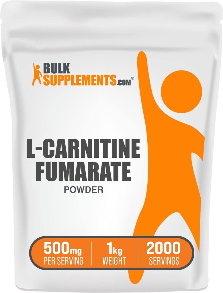BulkSupplements.com L-Carnitine Fumarate Powder - Carnitina Supplemento, Nutrizione sportiva, L-Carnitina 500mg - Gluten Free, 500mg per Serving, Gluten Free, 1kg (2.2 lbs) (Pack of 1)