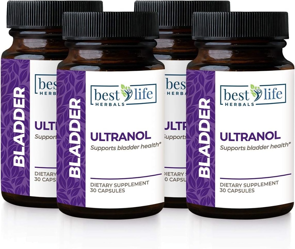 Supporto per la vescica Totale Ultranolo - Integratore di mirtilli naturali per la salute urinaria, Controllo della vescica iperattiva, Incontinenza - Riduce le perdite e l'urgenza - 4 bottiglie - 120 capsule