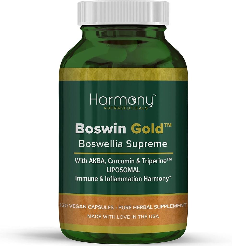 Harmony Nutraceuticals Boswin Gold Liposomal - Bioattività massima di potenza massima Dr. Gumman's Clinical Grade Synergized con Turmeric & Triperine