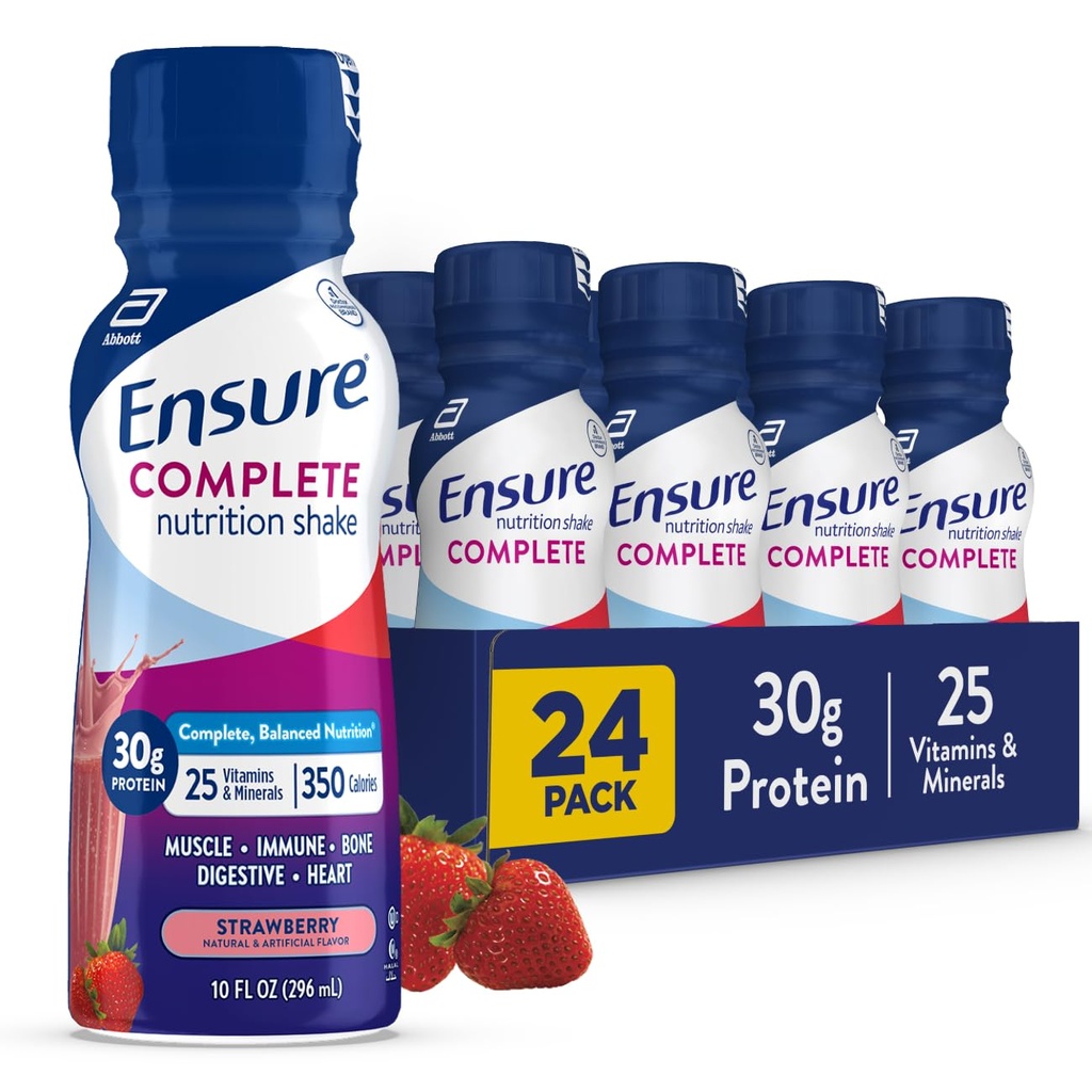 Assicurare la frizione della fragola COMPLETE, la sostituzione completa e bilanciata del meal, pronta per bere, proteine 30g, 25 vitamine e minerali, 10 fl oz—24 Pack