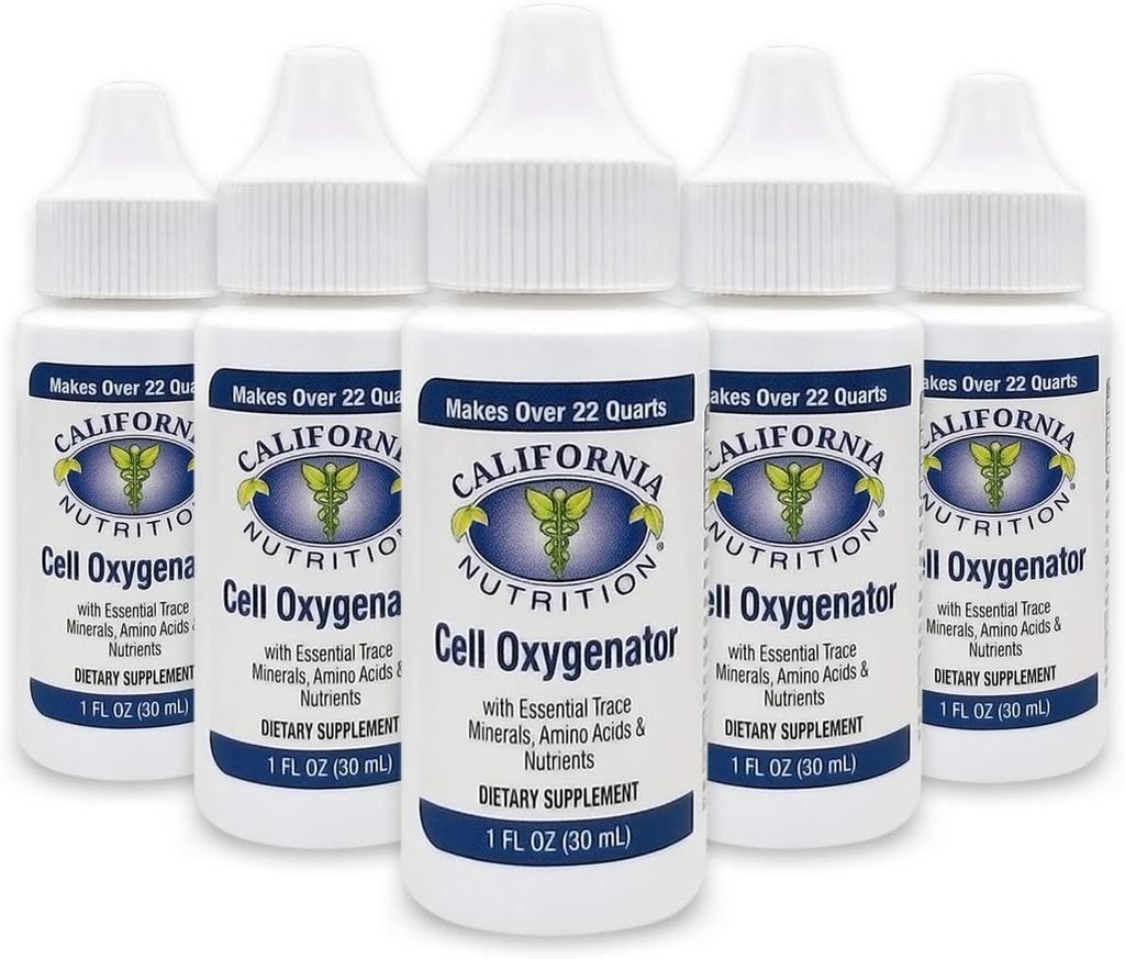 Cell Oxygenator 1 Fl Oz Bottiglia (Pack of 5), Liquid Concentrate Cell Oxygen Drops Water Daily Nutritional Integratore alimentare, Support Immune System, per uso quotidiano Atleti sportivi