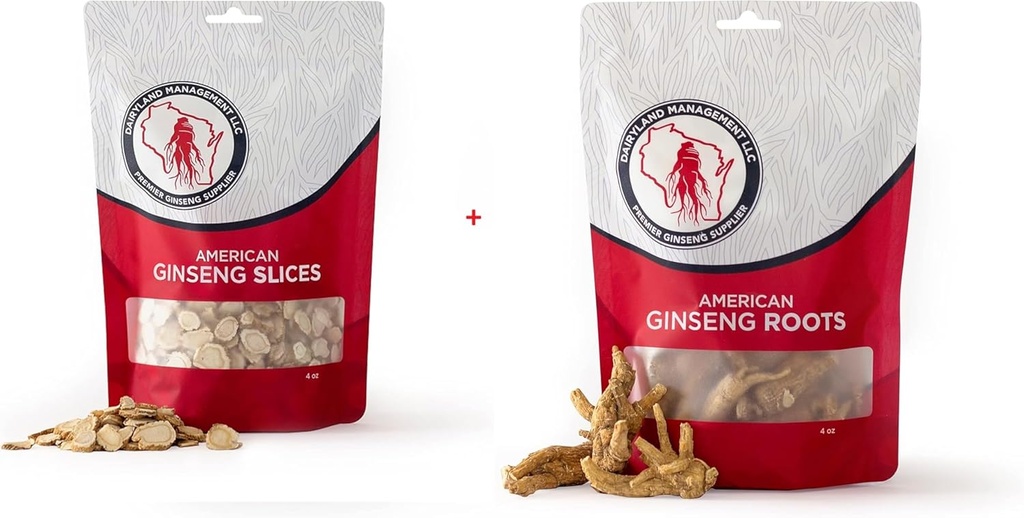 Dairyland American Ginseng Slices and Roots - 4 oz Pack Ciascuno di Wisconsin Ginseng – Direttamente dal Farmer al Consumatore