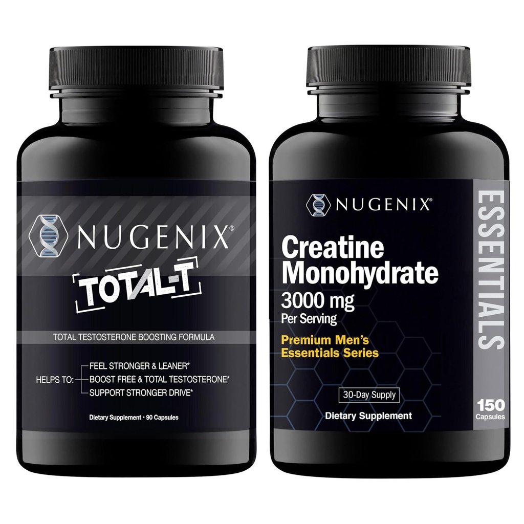 Nugenix Essentials Creatina Monoidrato e Total-T Testosterone Booster per gli uomini